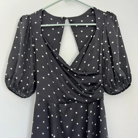 Reformation 2 Lane Silk Polka Dot Wrap Style Mini Dress - Picture 8 of 13